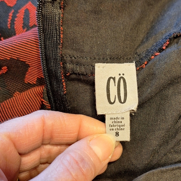 CO Strapless Burgundy/Red and Black Floral Dress, Size 8, RN#66170 - Picture 2 of 16